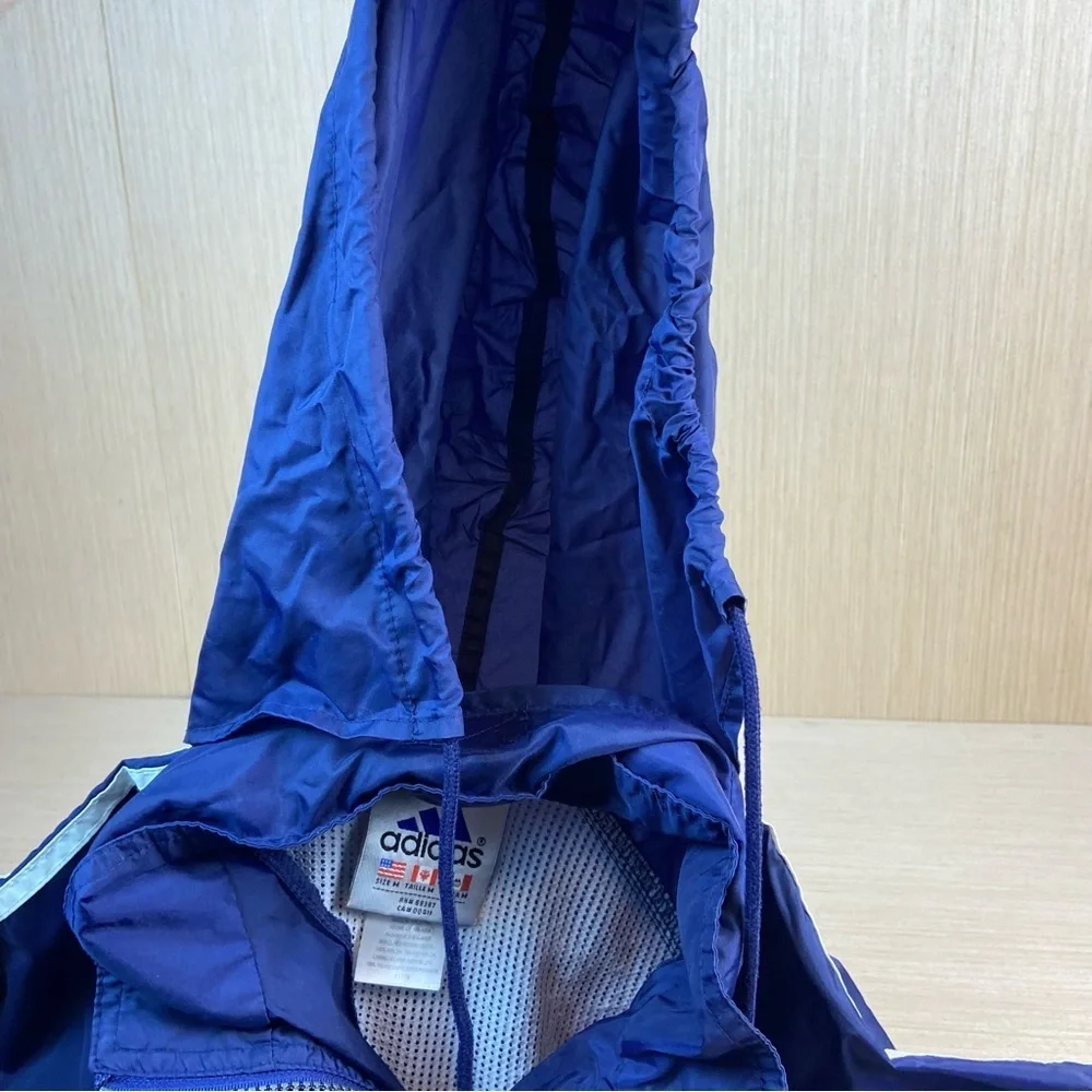 Adidas Blue Windbreaker Jacket Full Zip Mesh Lined Size Youth M